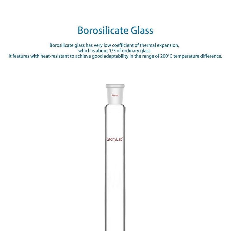 stonylab Chromatography Column, 1.5 inch Inner Diameter, 10 inch Effective Length, G2 Sintered Disc, 24/40 Ground Joint, High Borosilicate Glass for Laboratory Use - Image 4